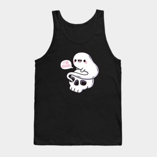 Cute Ghost Coming Out Of Skeleton Skull, Im Alive Funny Tank Top